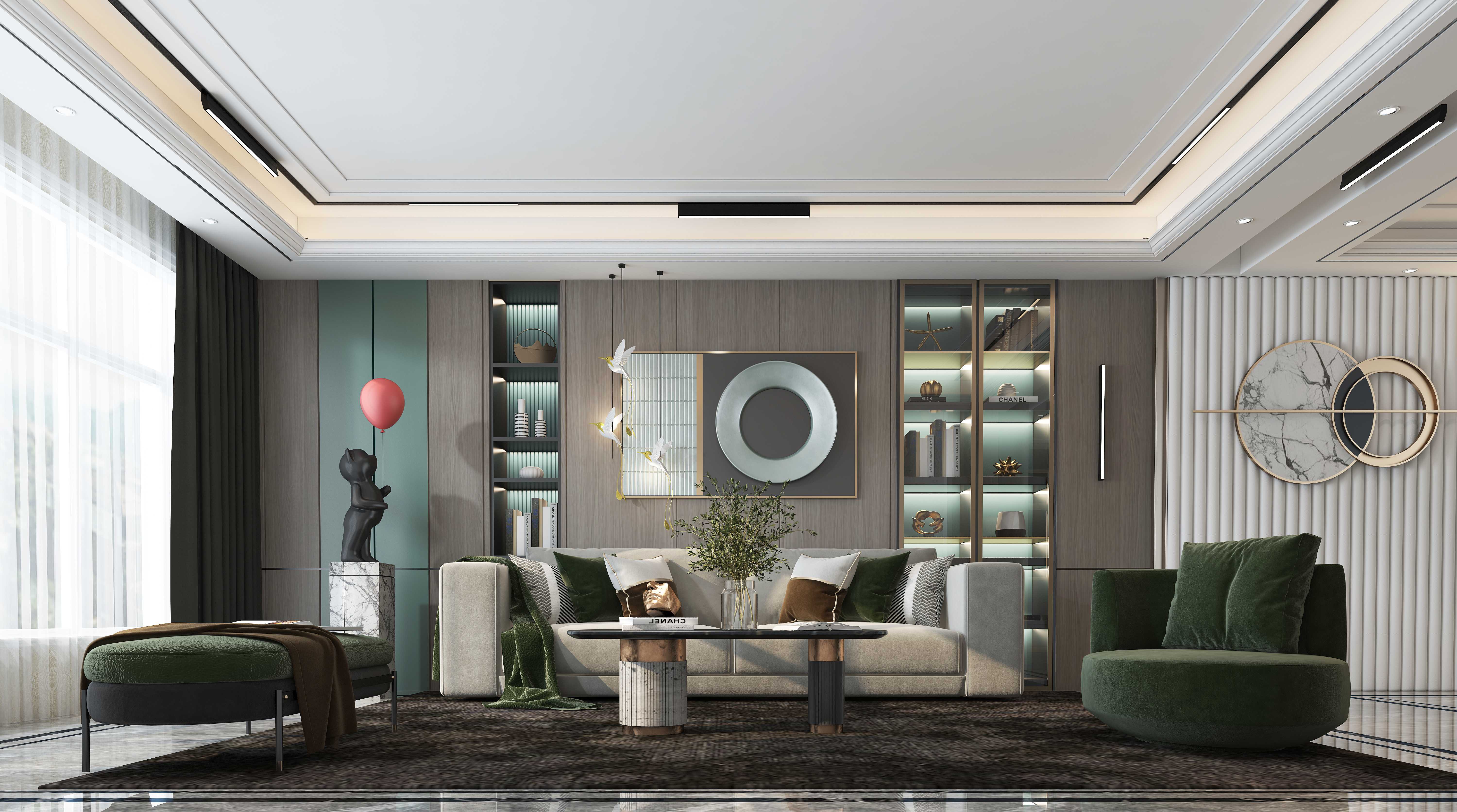 科技木+橄欖綠裝修風(fēng)格全屋定制效果圖